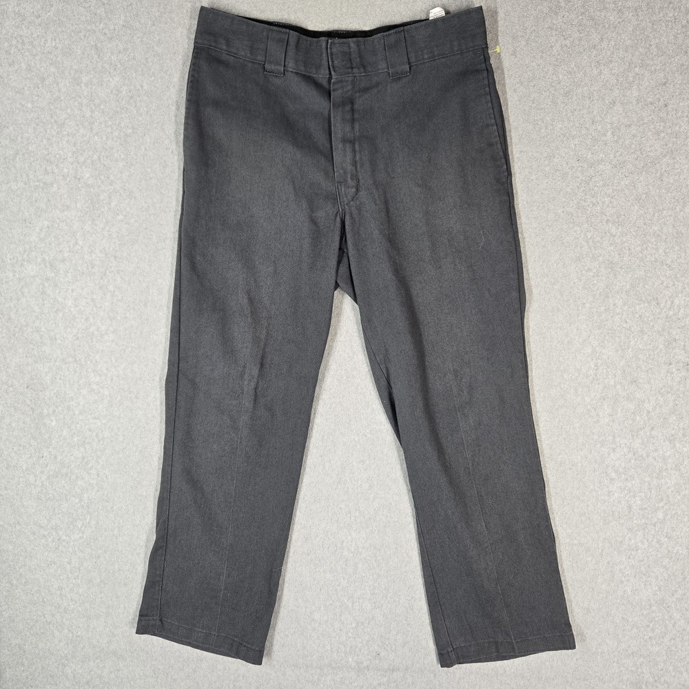 Dickies Men Pants 34X30 Gray Khakis Twill 874FLEX Work Pants Logo Original Fit